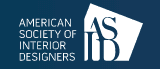 Logo of the American Society of Interior Designers (ASID) with white text on a dark blue background.