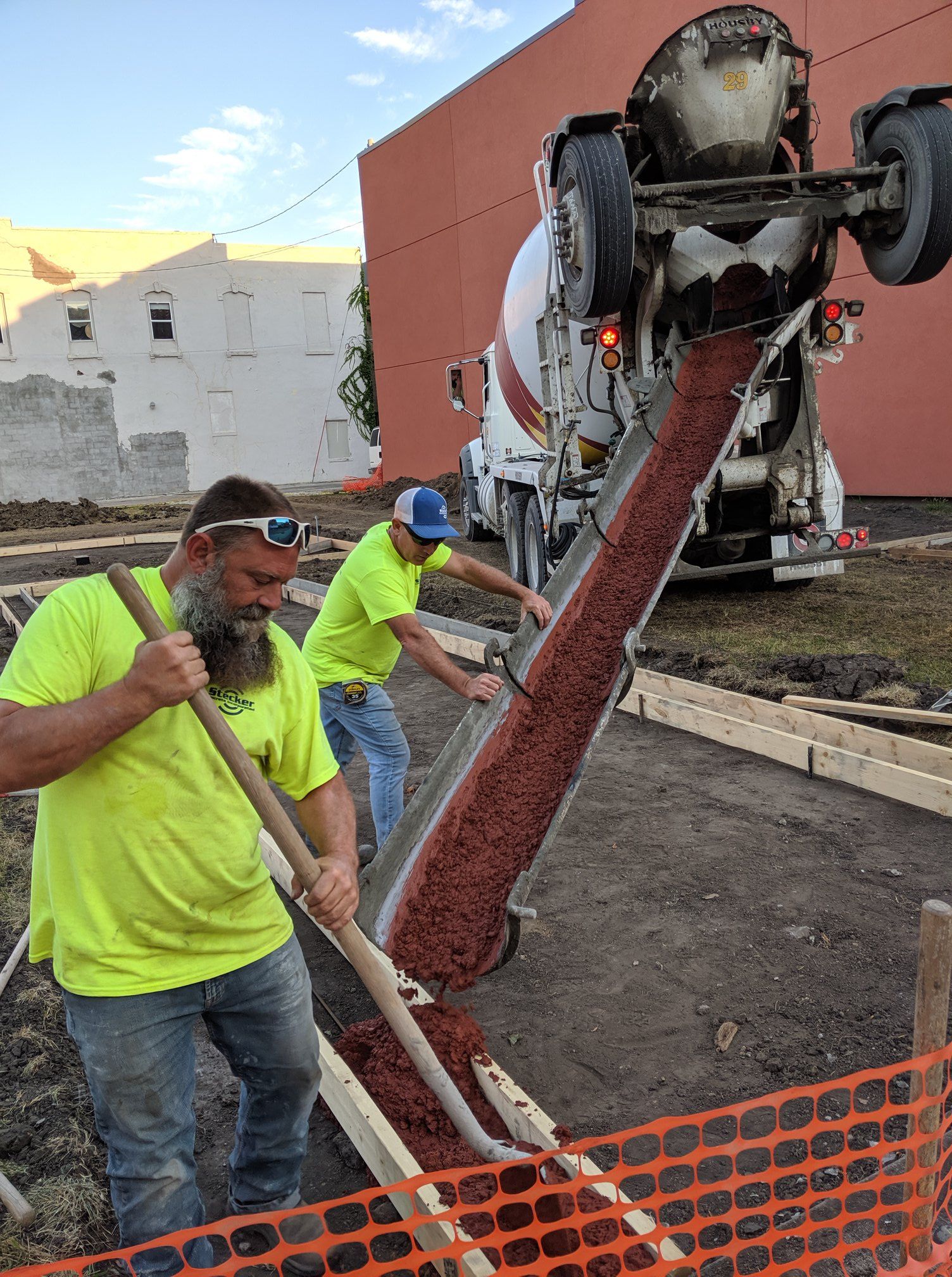 Pouring concrete