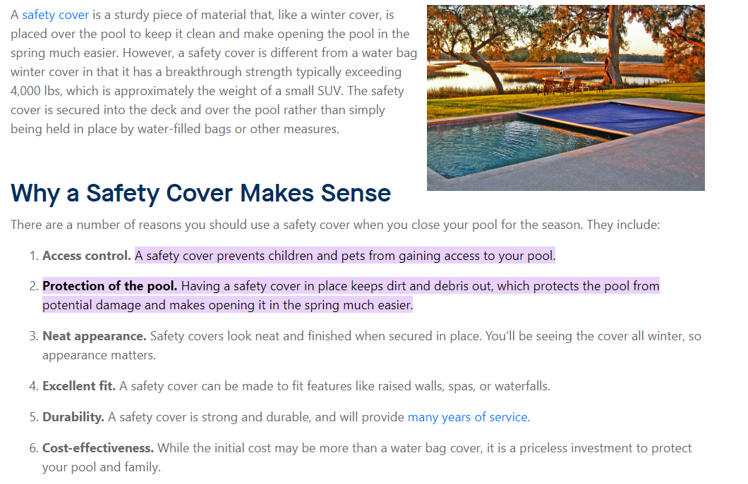 Why a Safety Cover Makes Sense