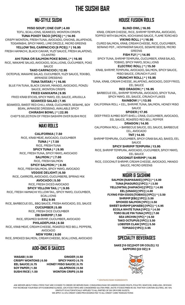 bar food menu items