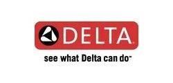 Delta logo in red rectangle with a black triangle icon and text: 