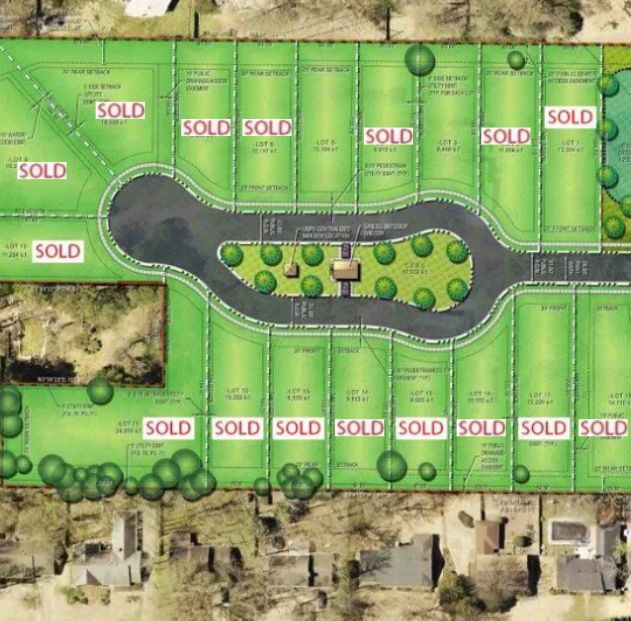 An aerial view of a lot that has been sold