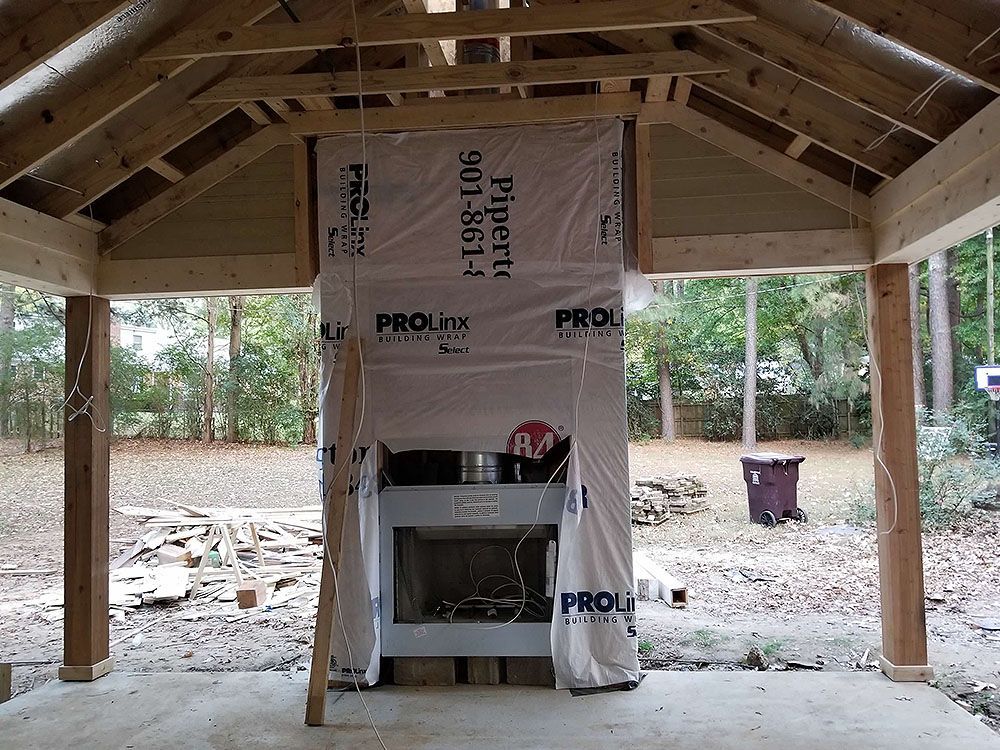 1 Back Porch Fireplace In Progress 2 Before