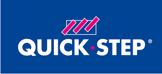 The quick step logo is on a blue background