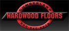 A red and black logo for hardwood floors