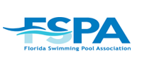 Logo of the Florida Swimming Pool Association with blue 