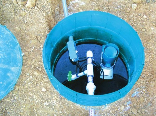 A blue container with a pump inside of it