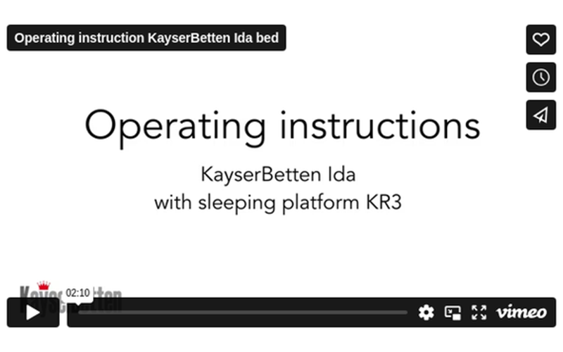 A video titled operating instructions KayserBetten IDA with sleeping platform KR3