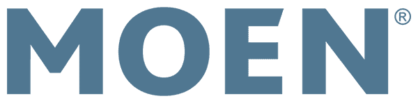 The Moen logo in dark teal.