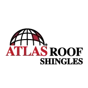 Logo for Atlas Roof Shingles: a globe icon in a red and black color scheme with the brand name.