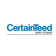 CertainTeed logo with blue text on white background and Saint-Gobain in smaller print below.