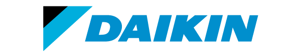 The Daikin logo, featuring blue text with a stylized blue and black design element.