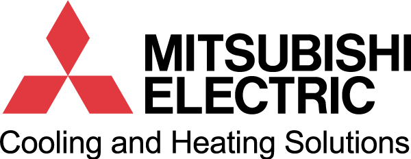 Mitsubishi Electric logo with red diamonds and black text, 