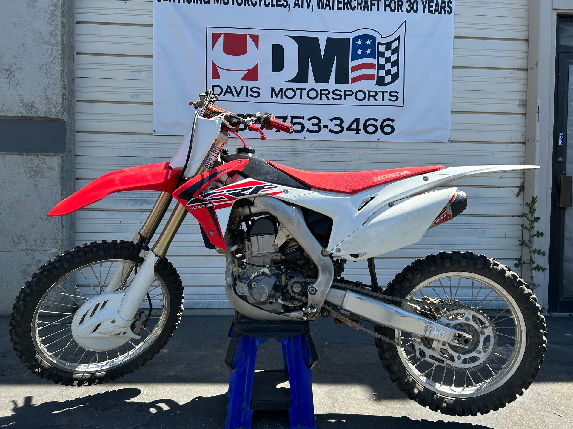 White and red dirt bike