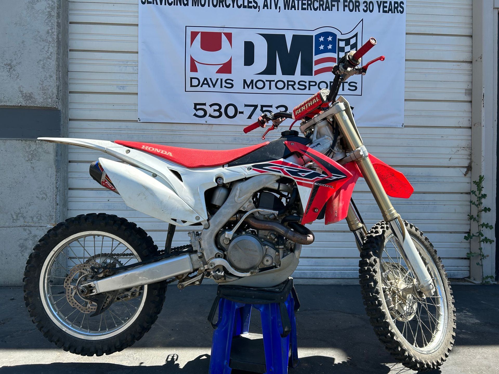 White and red dirt bike