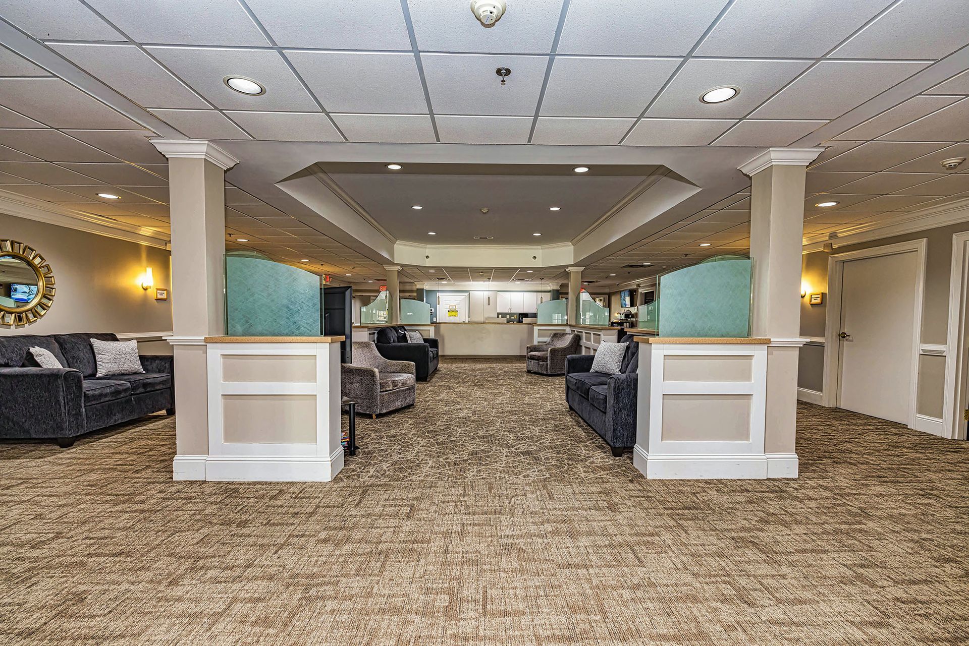 A large room with a lot of furniture in it