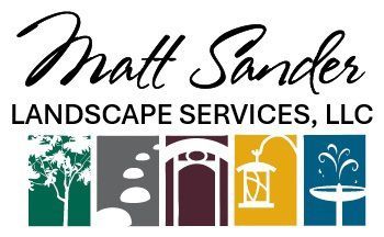 Matt Sander Landscape Services, LLC logo with stylized landscape icons in green, gray, maroon, yellow, and blue
