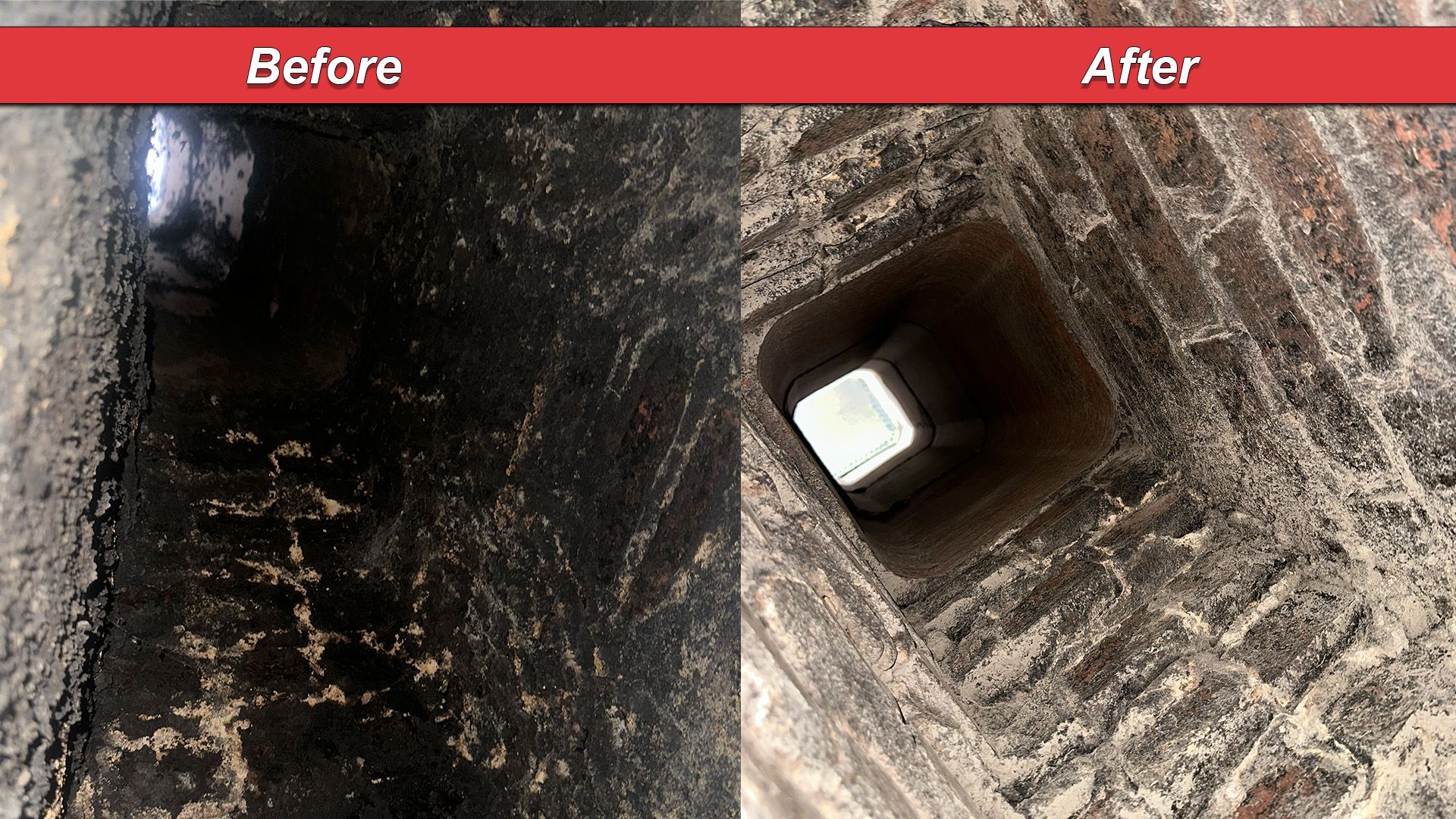Chimney Cleaning before and after louisiana