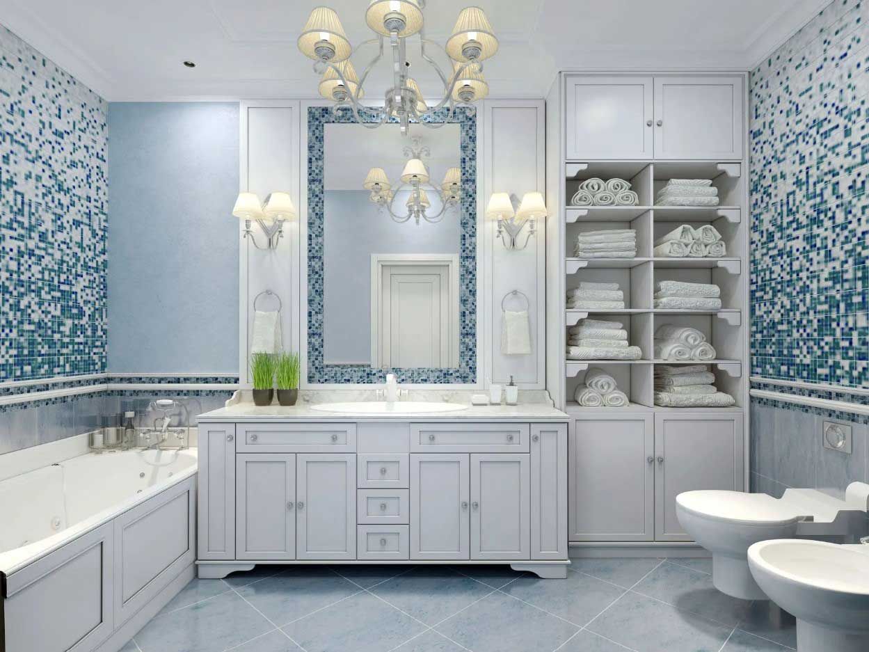 A bathroom with a bathtub , toilet , sink and mirror.