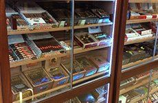 Premium cigars on display