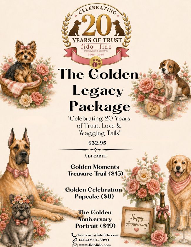 Pet memorial package ad with golden logo and illustrations of dogs, cats, and memorial keepsakes