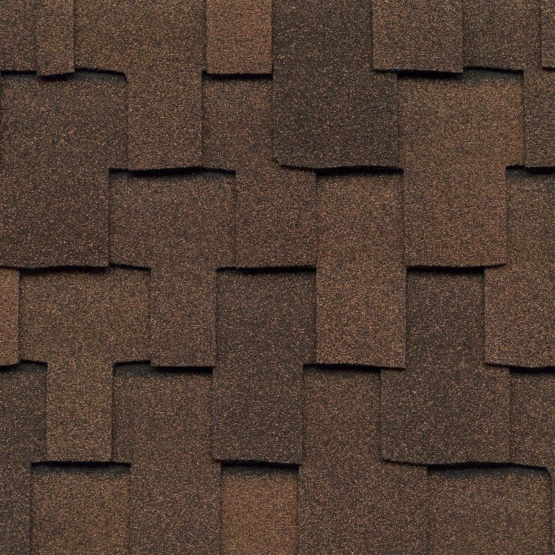Brown asphalt roofing shingles.