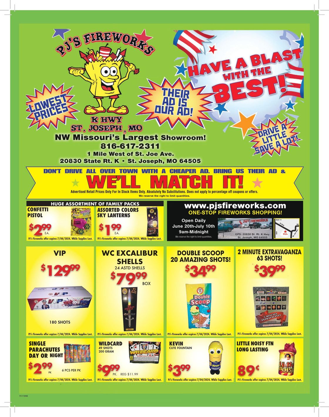 A flyer for a fireworks store that says have a blast with the best