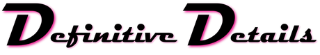 Definitive Details logo, black text with pink shadow.