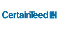 CertainTeed logo in blue text with a stylized blue icon on a white background