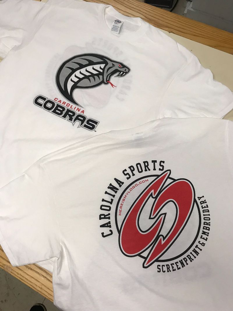 Two white t-shirts with carolina sports written on them
