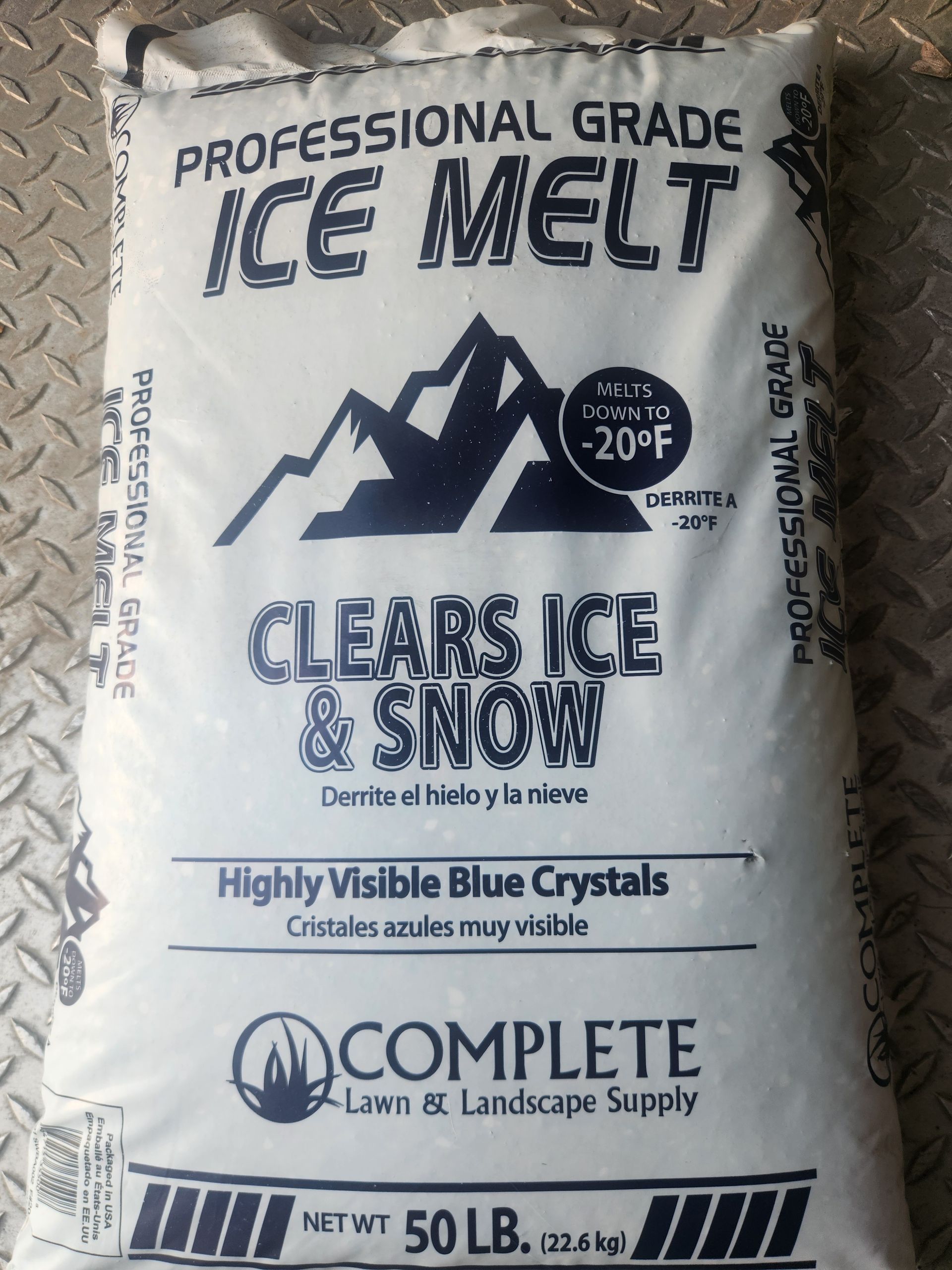 Bag of ice melt with text