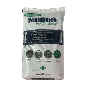 A bag of penn mulch seed accelerator on a white background.