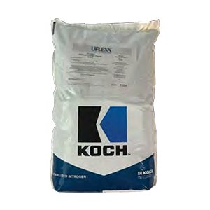 A bag of koch fertilizer on a white background.