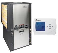 Furnace and thermostat: silver furnace with filter and white digital thermostat displaying 72 degrees.