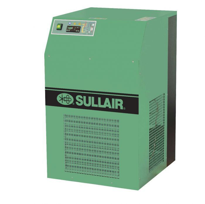 Green Sullair air compressor with digital display and ventilation grilles.
