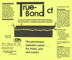 Yellow True-Bond CT adhesive package for holes, pits and cracks with black logo and text