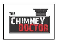 Logo: "The Chimney Doctor" text in white and red on a black rectangle with a brick chimney graphic on top.
