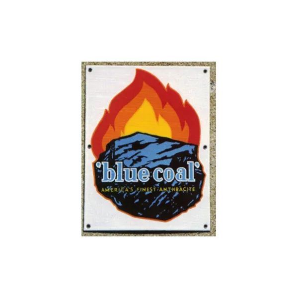 Blue Coal logo: black coal with blue “blue coal” text and orange-red flame above it.
