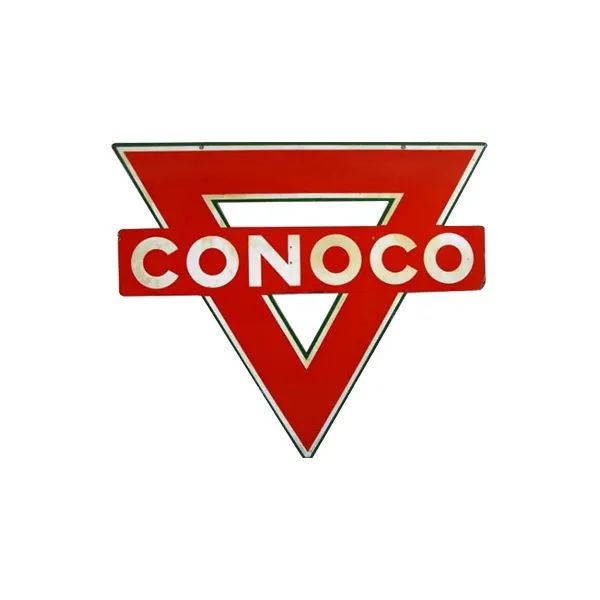 Conoco red and white triangular logo with wordmark on a white background