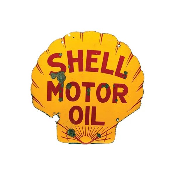 Yellow Shell Motor Oil shell logo with red lettering