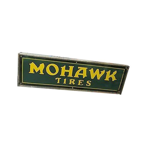 Mohawk Tires green and gold sign with bold lettering