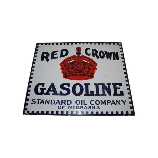 Red Crown Gasoline sign with a red crown logo and Standard Oil Company of Nebraska text
