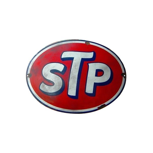 Red oval STP logo in red, white, and blue letters