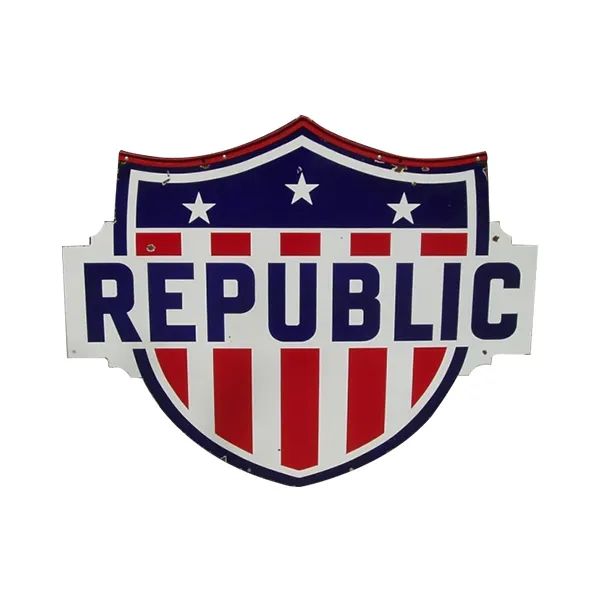 Republic shield logo with red, white, and blue stripes and stars