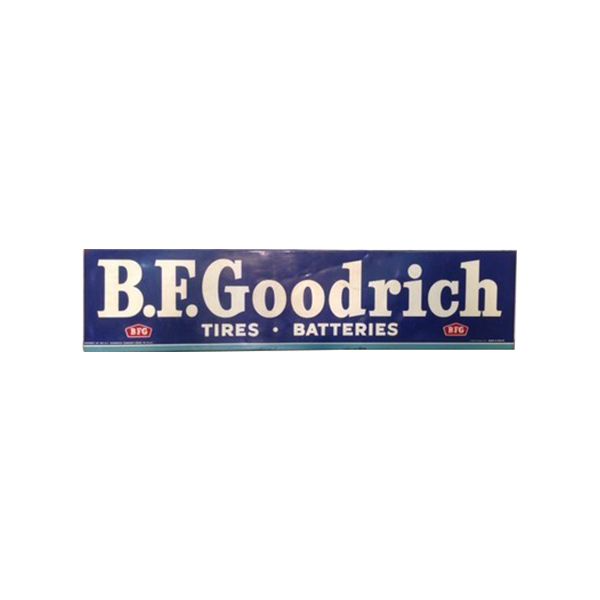 B.F. Goodrich Tires and Batteries logo on a blue sign with white lettering