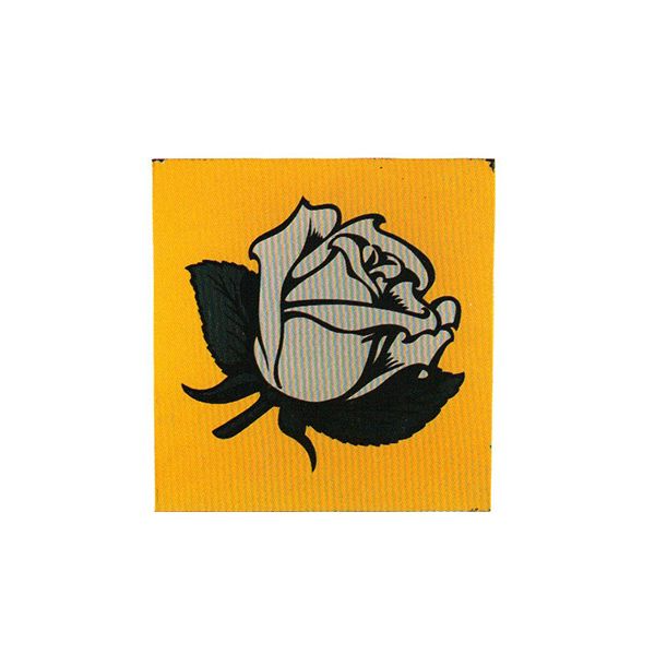 Black-and-white rose on a yellow square background