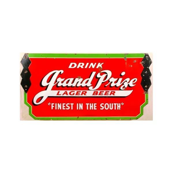 Grand Prize Lager Beer label, red and green with “Drink Grand Prize” and “Finest in the South”