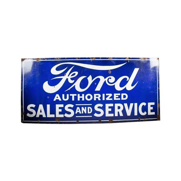 Blue Ford Authorized Sales and Service sign with white lettering