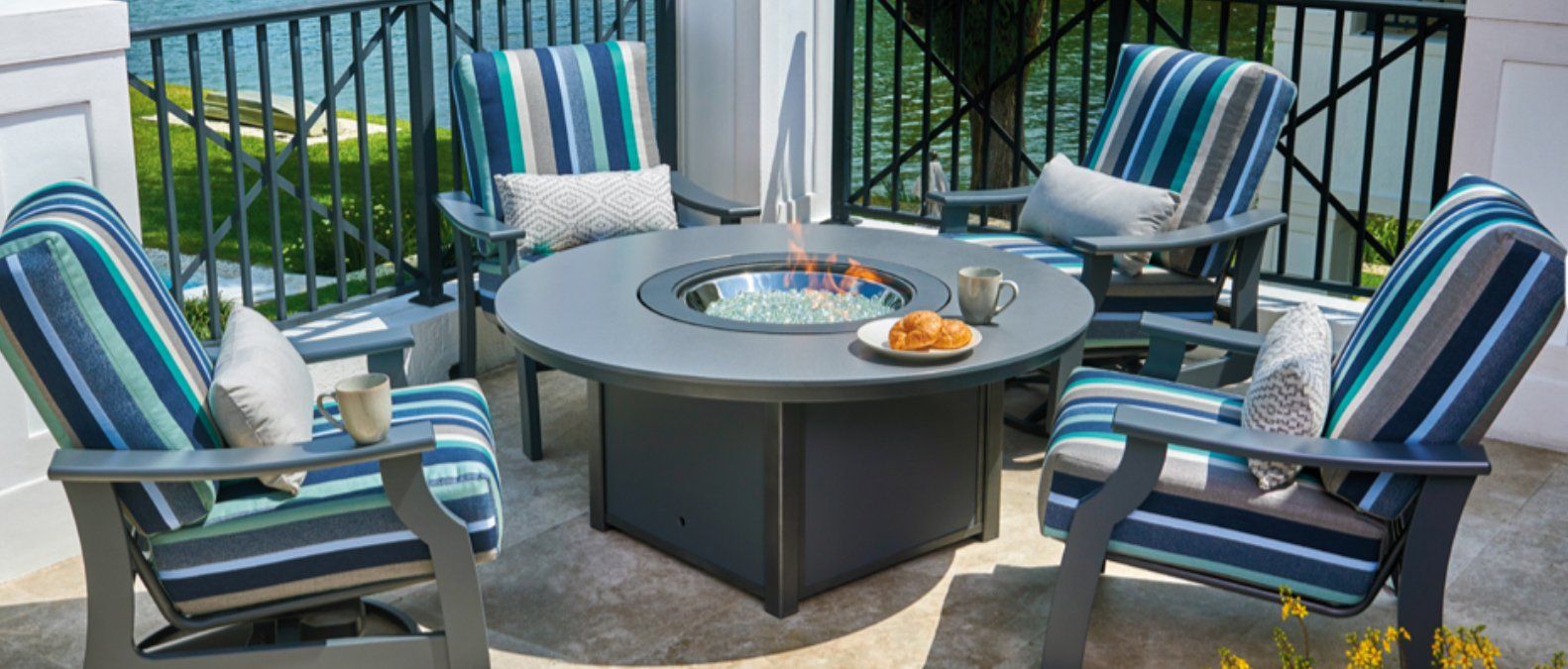 Striped chairs and a table