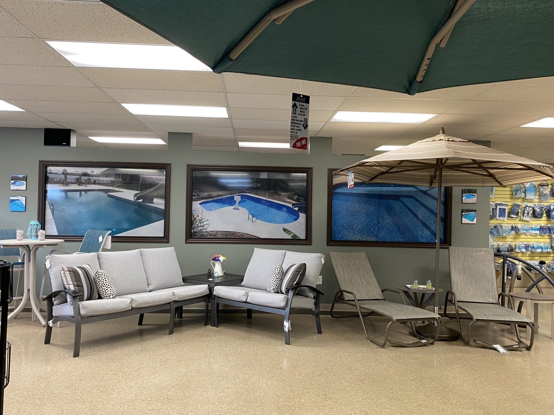 Outdoor pool chairs on display